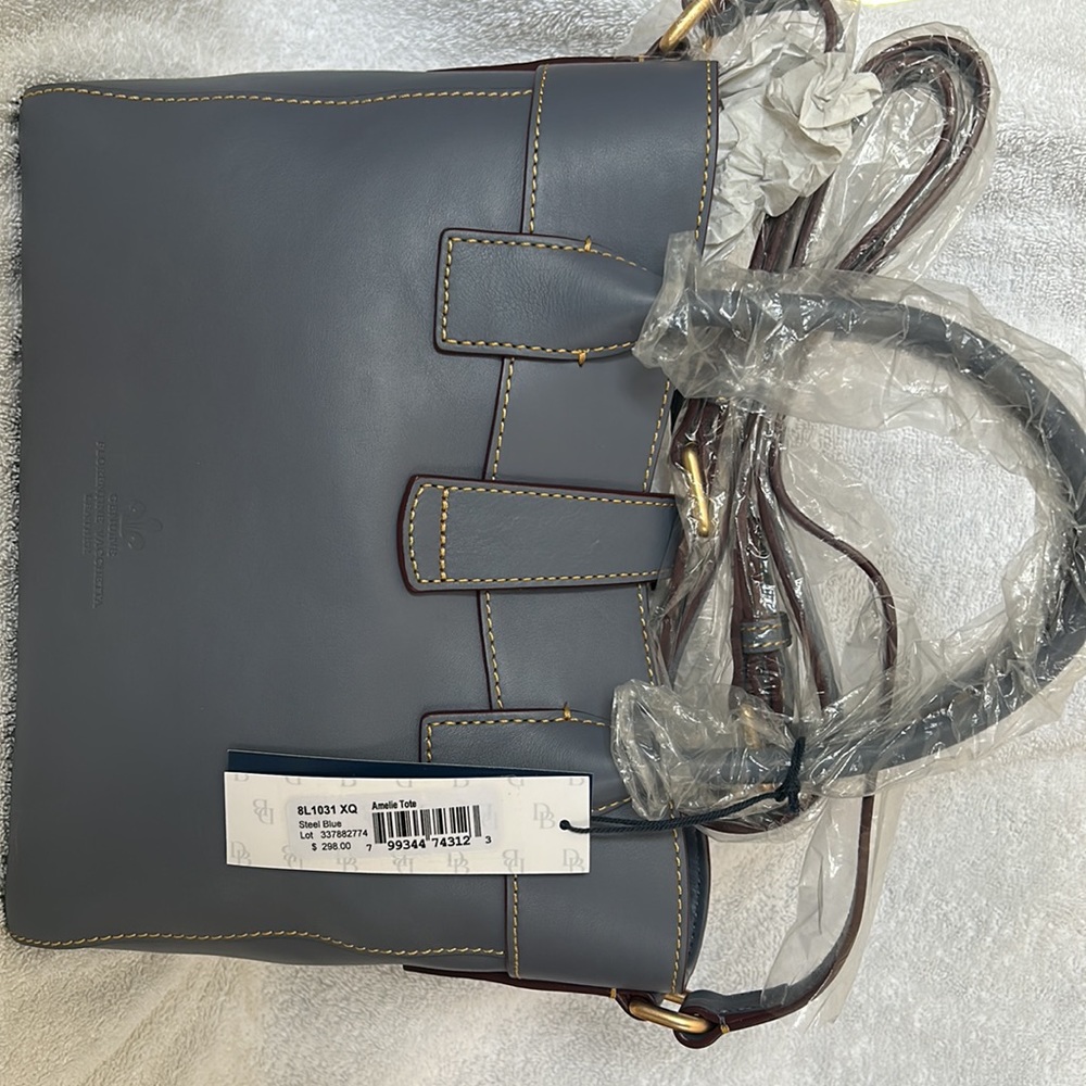 Dooney and Bourke Amelie tote in Steel Blue Florentine leather - Picture 2 of 7